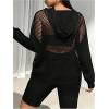 imageVerdusa Womens Plus Size Fishnet Hoodies Long Sleeve Casual Patchwork Mesh Sheer Hooded SweatshirtBlack
