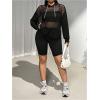 imageVerdusa Womens Plus Size Fishnet Hoodies Long Sleeve Casual Patchwork Mesh Sheer Hooded SweatshirtBlack