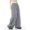 imageVerdusa Womens Striped Wide Leg Elastic High Waisted Casual Pants with PocketsBlack Plaid