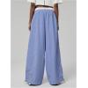 imageVerdusa Womens Striped Wide Leg Elastic High Waisted Casual Pants with PocketsBlue and White
