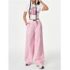 imageVerdusa Womens Striped Wide Leg Elastic High Waisted Casual Pants with PocketsPink Plaid