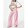 imageVerdusa Womens Striped Wide Leg Elastic High Waisted Casual Pants with PocketsPink Plaid