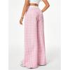 imageVerdusa Womens Striped Wide Leg Elastic High Waisted Casual Pants with PocketsPink Plaid
