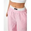 imageVerdusa Womens Striped Wide Leg Elastic High Waisted Casual Pants with PocketsPink Plaid