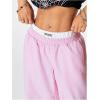 imageVerdusa Womens Striped Wide Leg Elastic High Waisted Casual Pants with PocketsPink Striped