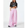 imageVerdusa Womens Striped Wide Leg Elastic High Waisted Casual Pants with PocketsPink Striped