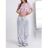 imageVerdusa Womens Y2K Jersey Shirts Number Graphic Tees Short Sleeve Crop TopsPink