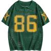 imageVerdusa Mens Jersey Hollow Out Number Graphic Tees Short Sleeve Collared T ShirtDark Green