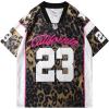imageVerdusa Mens Leopard Print Short Sleeve Jersey Tshirt Color Block Loose Athletic Tee TopLeopard Brown