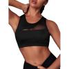 imageVerdusa Womens Cut Out Back Contrast Mesh Workout Sport BraBlack