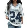 imageVerdusa Womens Jersey Shirt Baggy Shirt Oversized Tshirts Leopard Print V Neck Tshirt Sumer TopsWhite