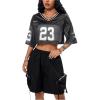 imageVerdusa Womens Jersey Shirts Hip Hop V Neck Short Sleeve Mesh Crop Top Graphic TeesBlack