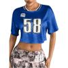 imageVerdusa Womens Metallic Letter Print Crop T Shirt Round Neck Short Sleeve Loose Tee TopRoyal Blue