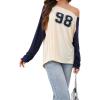 imageVerdusa Womens Off Shoulder Color Block Graphic Tee Shirt Long Raglan Sleeve Scoop Neck Loose Pullover TopMulticolor
