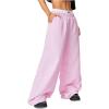 imageVerdusa Womens Striped Wide Leg Elastic High Waisted Casual Pants with PocketsPink Striped