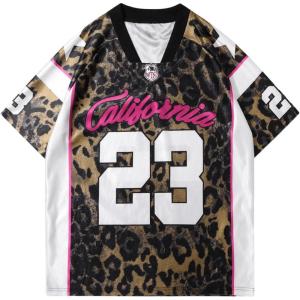 imageVerdusa Mens Leopard Print Short Sleeve Jersey Tshirt Color Block Loose Athletic Tee TopLeopard Brown