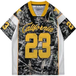 imageVerdusa Mens Leopard Print Short Sleeve Jersey Tshirt Color Block Loose Athletic Tee TopYellow Black