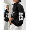 imageVerdusa Womens Jersey Shirts Graphic Tees Oversized Streetwear Letter Print T Shirt V Neck Tee TopBlack and White