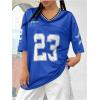 imageVerdusa Womens Jersey Shirts Graphic Tees Oversized Streetwear Letter Print T Shirt V Neck Tee TopBlue
