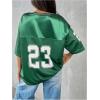 imageVerdusa Womens Jersey Shirts Graphic Tees Oversized Streetwear Letter Print T Shirt V Neck Tee TopDark Green