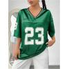 imageVerdusa Womens Jersey Shirts Graphic Tees Oversized Streetwear Letter Print T Shirt V Neck Tee TopDark Green