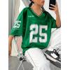 imageVerdusa Womens Jersey Shirts Graphic Tees Oversized Streetwear Letter Print T Shirt V Neck Tee TopGreen25