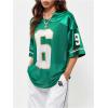 imageVerdusa Womens Jersey Shirts Graphic Tees Oversized Streetwear Letter Print T Shirt V Neck Tee TopGreen6