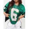 imageVerdusa Womens Jersey Shirts Graphic Tees Oversized Streetwear Letter Print T Shirt V Neck Tee TopGreen6