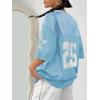 imageVerdusa Womens Jersey Shirts Graphic Tees Oversized Streetwear Letter Print T Shirt V Neck Tee TopLight Blue