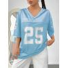 imageVerdusa Womens Jersey Shirts Graphic Tees Oversized Streetwear Letter Print T Shirt V Neck Tee TopLight Blue