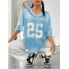 imageVerdusa Womens Jersey Shirts Graphic Tees Oversized Streetwear Letter Print T Shirt V Neck Tee TopLight Blue