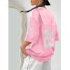 imageVerdusa Womens Jersey Shirts Graphic Tees Oversized Streetwear Letter Print T Shirt V Neck Tee TopLight Pink
