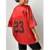 imageVerdusa Womens Jersey Shirts Graphic Tees Oversized Streetwear Letter Print T Shirt V Neck Tee TopRed