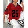 imageVerdusa Womens Jersey Shirts Graphic Tees Oversized Streetwear Letter Print T Shirt V Neck Tee TopRed25