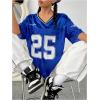 imageVerdusa Womens Jersey Shirts Graphic Tees Oversized Streetwear Letter Print T Shirt V Neck Tee TopRoyal Blue