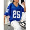 imageVerdusa Womens Jersey Shirts Graphic Tees Oversized Streetwear Letter Print T Shirt V Neck Tee TopRoyal Blue