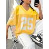 imageVerdusa Womens Jersey Shirts Graphic Tees Oversized Streetwear Letter Print T Shirt V Neck Tee TopYellow