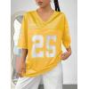imageVerdusa Womens Jersey Shirts Graphic Tees Oversized Streetwear Letter Print T Shirt V Neck Tee TopYellow