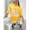 imageVerdusa Womens Jersey Shirts Graphic Tees Oversized Streetwear Letter Print T Shirt V Neck Tee TopYellow