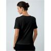 imageVerdusa Womens Lips Print Summer Goth Short Sleeve Crop Top Crew Neck Graphic TeeBlack