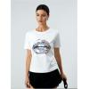 imageVerdusa Womens Lips Print Summer Goth Short Sleeve Crop Top Crew Neck Graphic TeeWhite