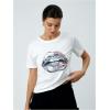 imageVerdusa Womens Lips Print Summer Goth Short Sleeve Crop Top Crew Neck Graphic TeeWhite