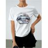 imageVerdusa Womens Lips Print Summer Goth Short Sleeve Crop Top Crew Neck Graphic TeeWhite