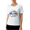 imageVerdusa Womens Lips Print Summer Goth Short Sleeve Crop Top Crew Neck Graphic TeeWhite