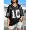 imageVerdusa Womens Oversized Jersey Shirt Graphic Tees V Neck Short Sleeve Vintage T ShirtsBlack