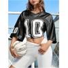 imageVerdusa Womens Oversized Jersey Shirt Graphic Tees V Neck Short Sleeve Vintage T ShirtsBlack