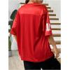 imageVerdusa Womens Oversized Jersey Shirt Graphic Tees V Neck Short Sleeve Vintage T ShirtsRed