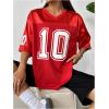 imageVerdusa Womens Oversized Jersey Shirt Graphic Tees V Neck Short Sleeve Vintage T ShirtsRed