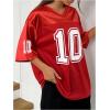 imageVerdusa Womens Oversized Jersey Shirt Graphic Tees V Neck Short Sleeve Vintage T ShirtsRed
