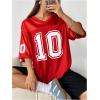 imageVerdusa Womens Oversized Jersey Shirt Graphic Tees V Neck Short Sleeve Vintage T ShirtsRed